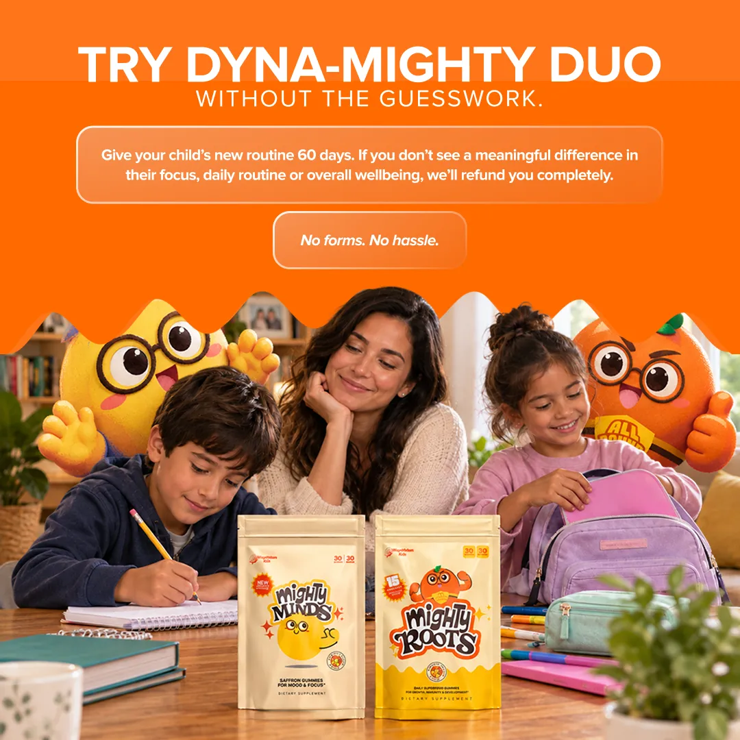 Mighty & Co - Dyna-Mighty Duo 🧨 · Mighty Roots Superfoods + Mighty Minds Gummies