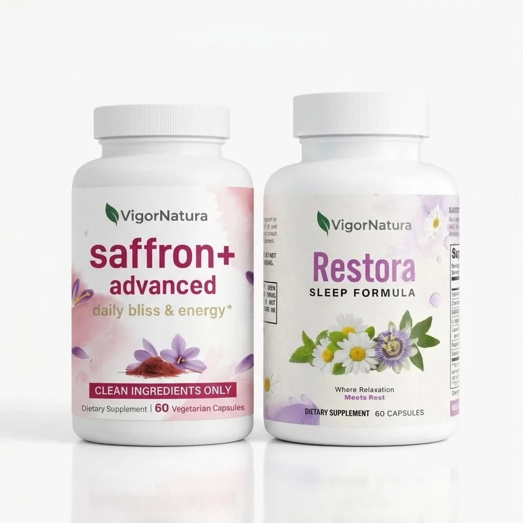 VigorNatura Saffron+ Advanced & Restora Sleep Bundle